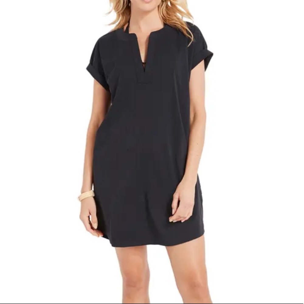 Vineyard Vines Margo Seersucker Shift Dress In Jet Black